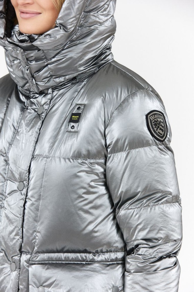 BLAUER Palton pentru femei Naomi din puf argintiu cu glugă detașabilă