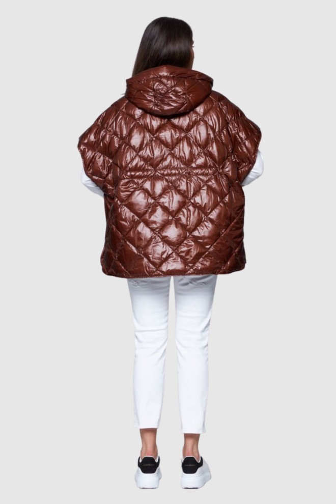 HETREGO Brown hanorac fără mâneci pentru femei Ginger down