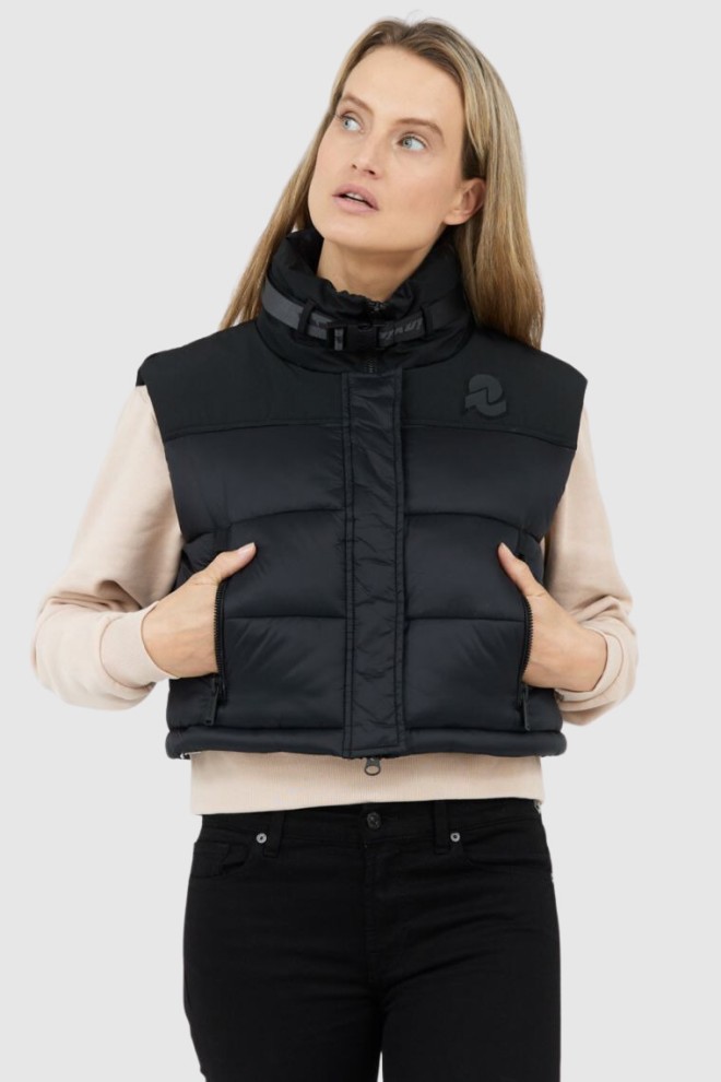 INVICTA Femeii negru în jos scurt fără mâneci