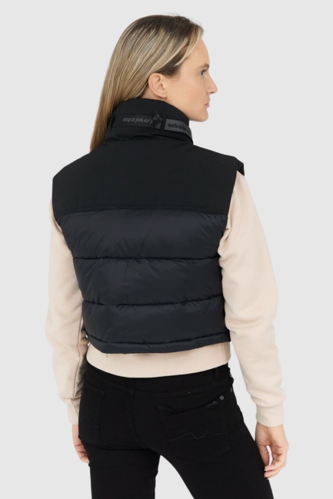 INVICTA Femeii negru în jos scurt fără mâneci