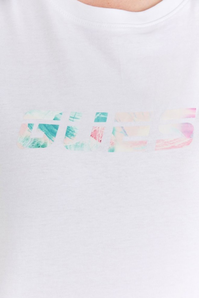 GUESS White women's t-shirt with colorful logo