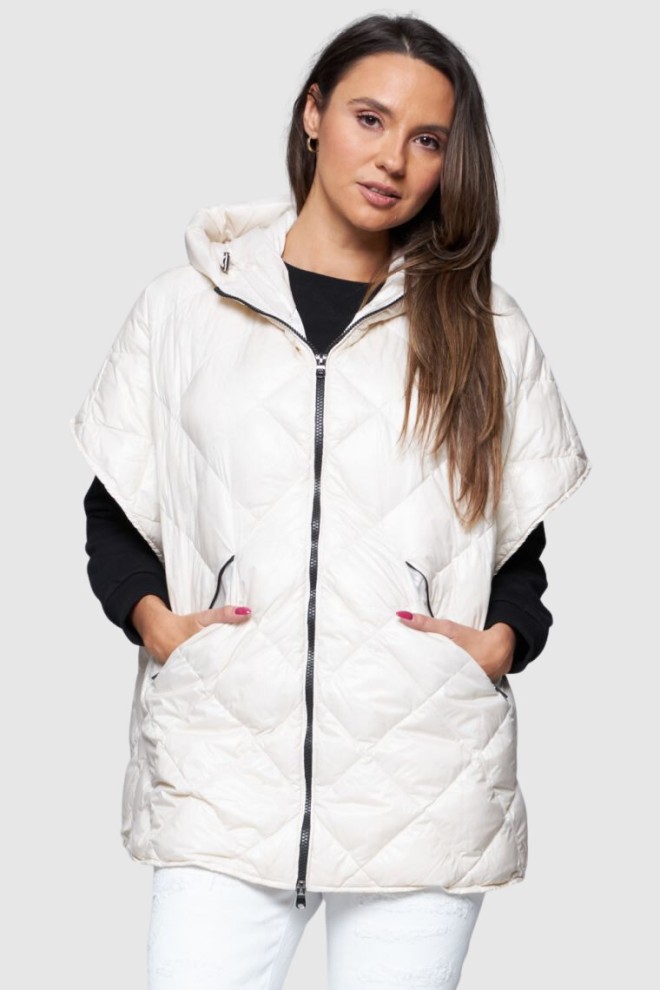 HETREGO Cream Ginger down sleeveless hooded jacket