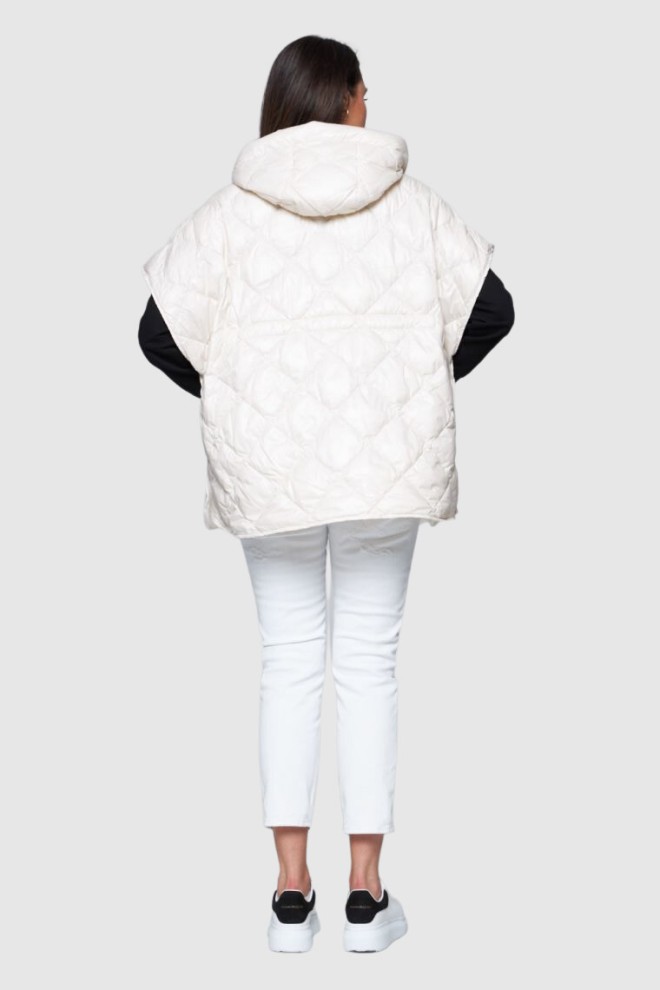 HETREGO Cream Ginger down sleeveless hooded jacket