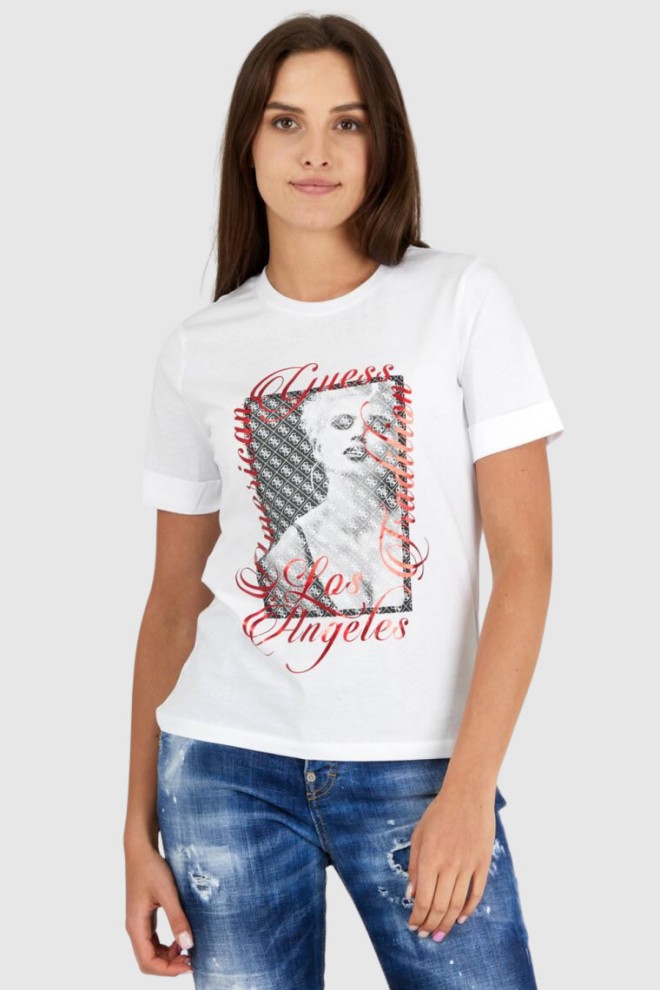 GUESS White printed women's t-shirt