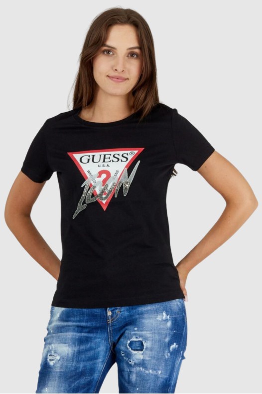 GUESS Tricou negru cu...