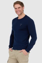 AERONAUTICA MILITARE Granatowy sweter męski z wełny merynosa