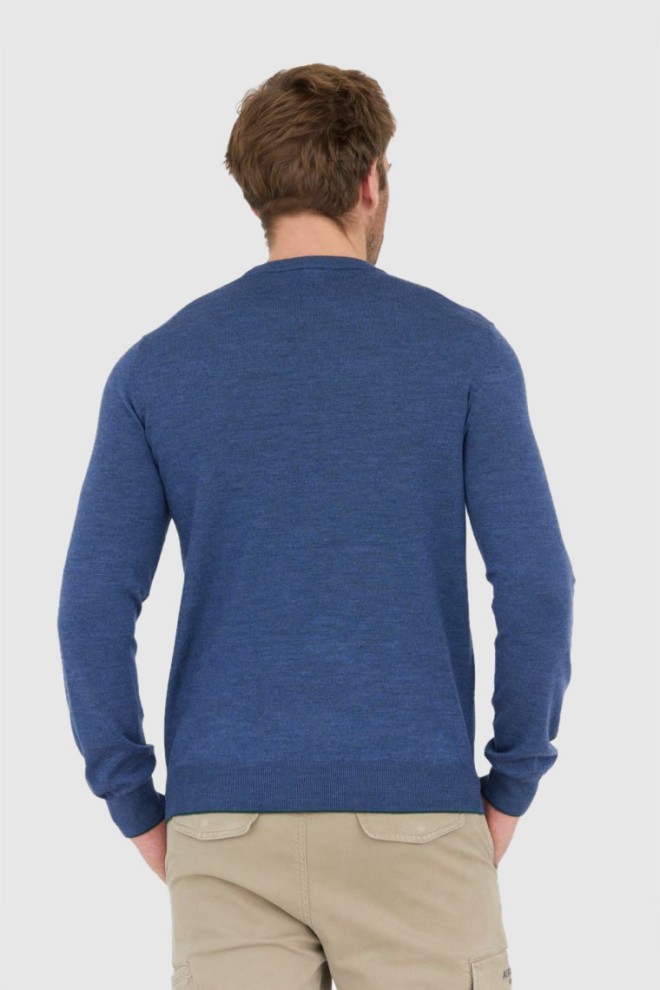 AERONAUTICA MILITARE Blue men's merino wool sweater