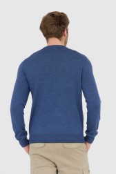AERONAUTICA MILITARE Niebieski sweter męski z wełny merynosa