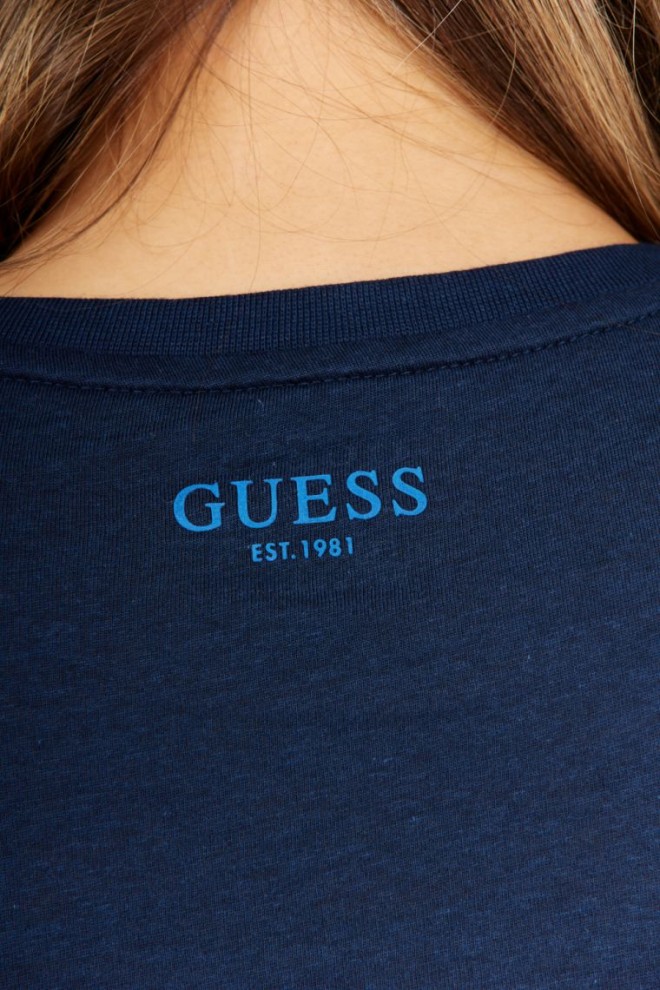 GUESS Granatowy t-shirt damski iconic