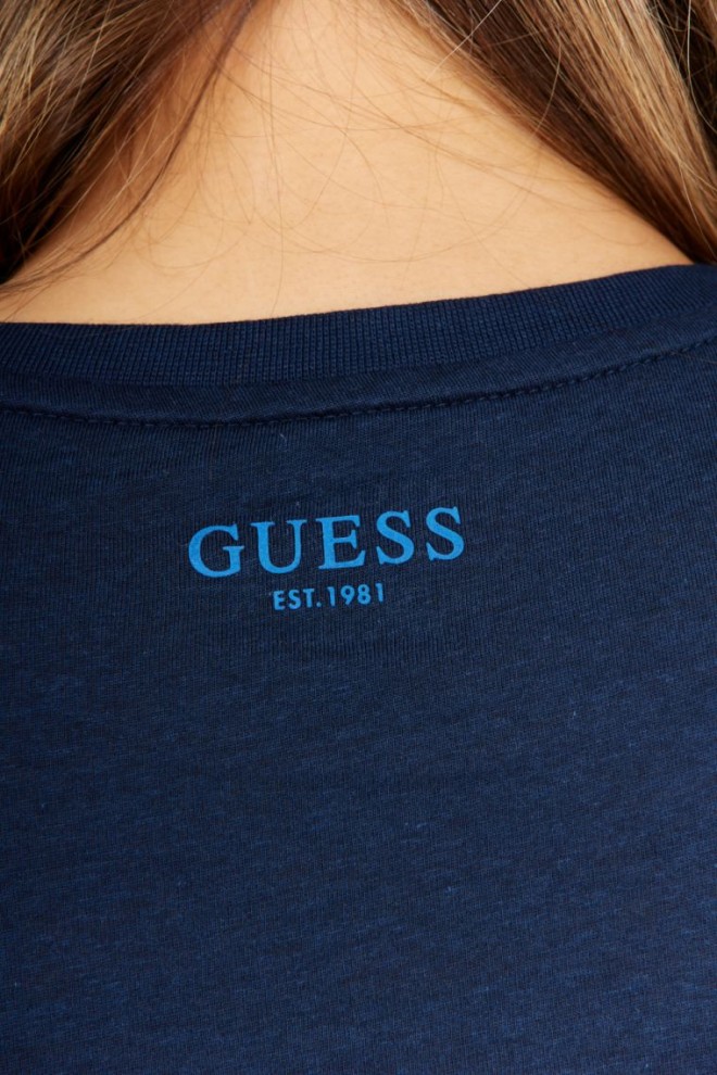 GUESS tricou iconic albastru marin pentru femei