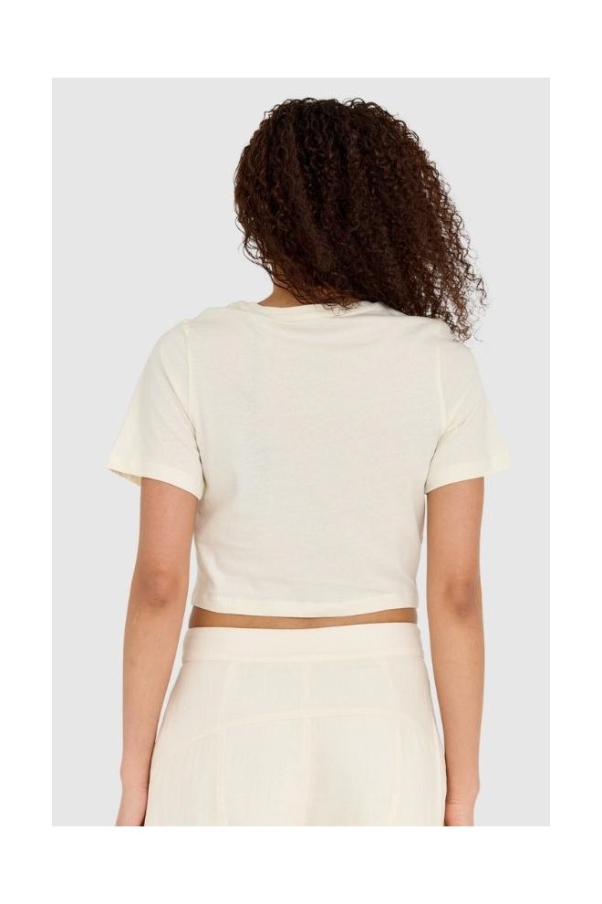 GUESS Cream femei cropped fit piercing tricou