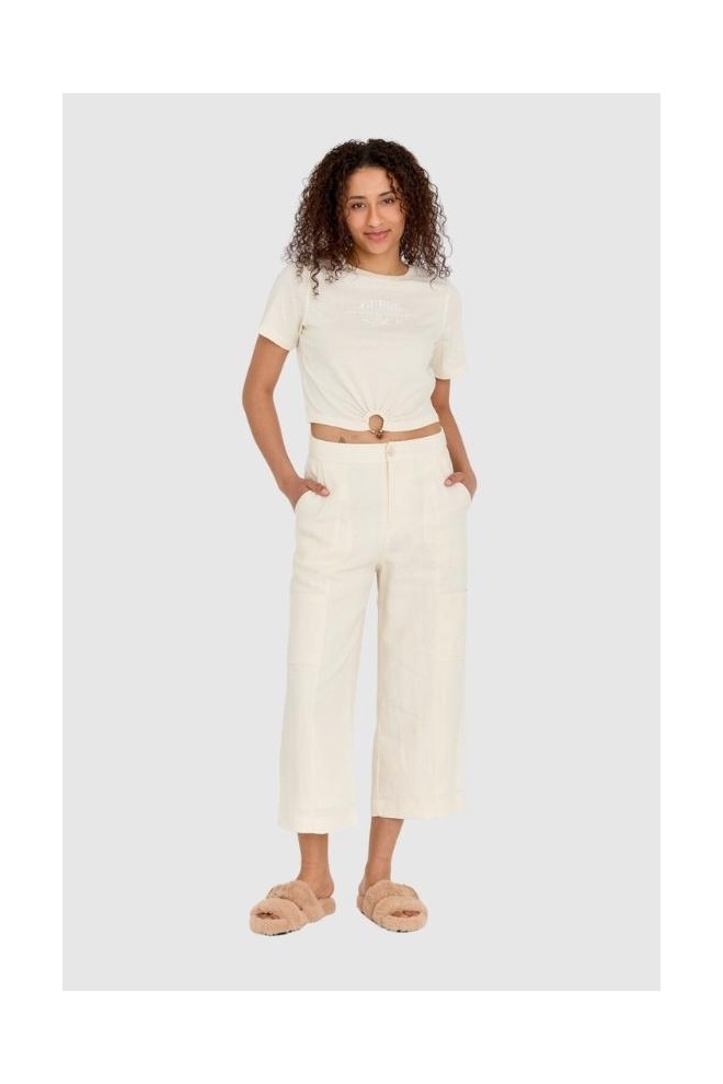 GUESS Cream femei cropped fit piercing tricou