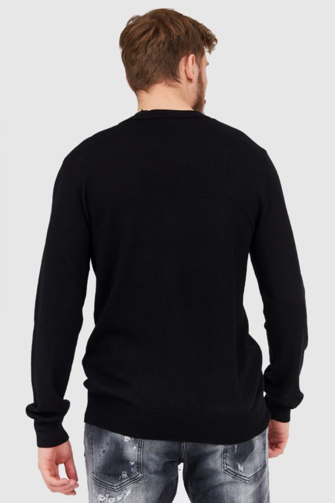 BALMAIN Pulover negru pentru bărbați din lână merino