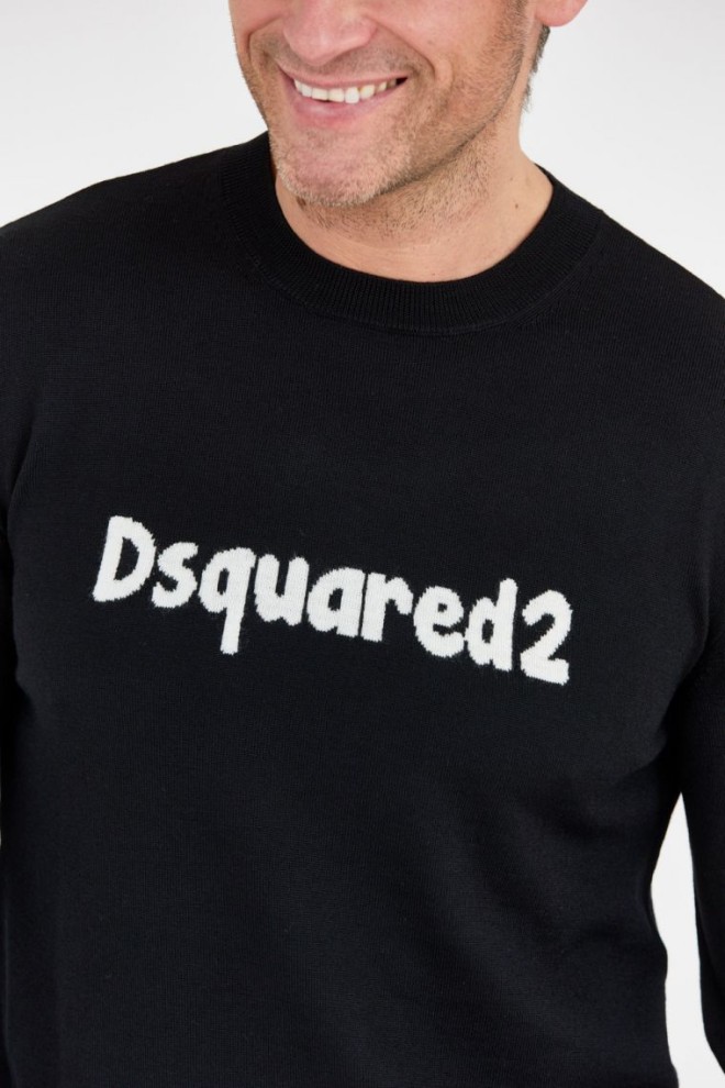 DSQUARED2 Black men's cartoon pullover sweater