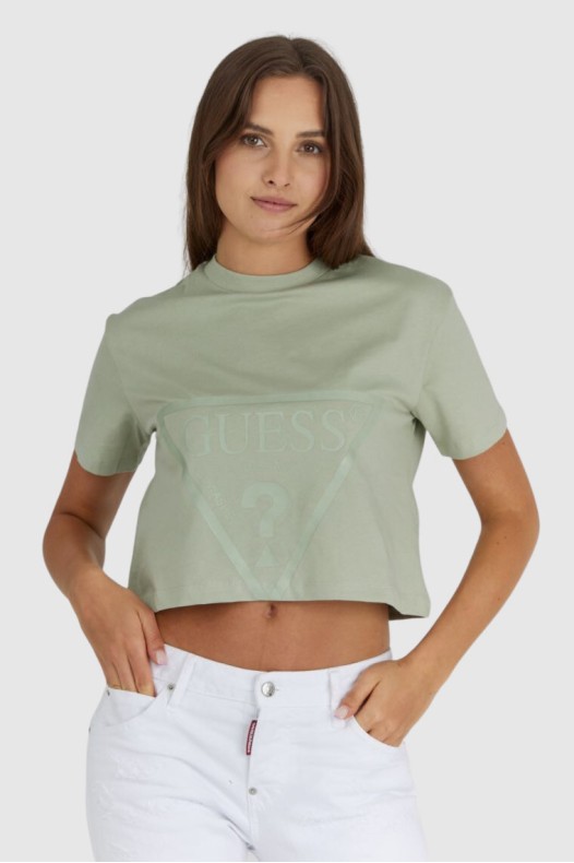GUESS Tricou scurt verde cu...