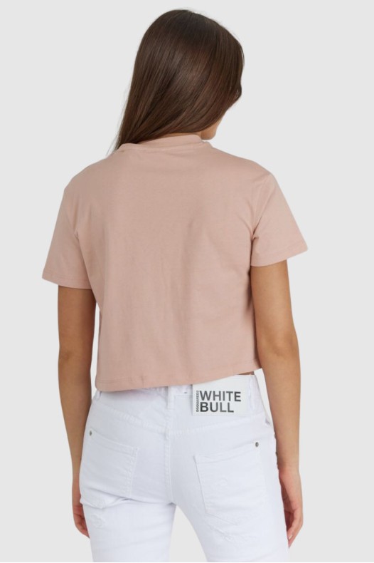 Tricou scurt roz cu logo...