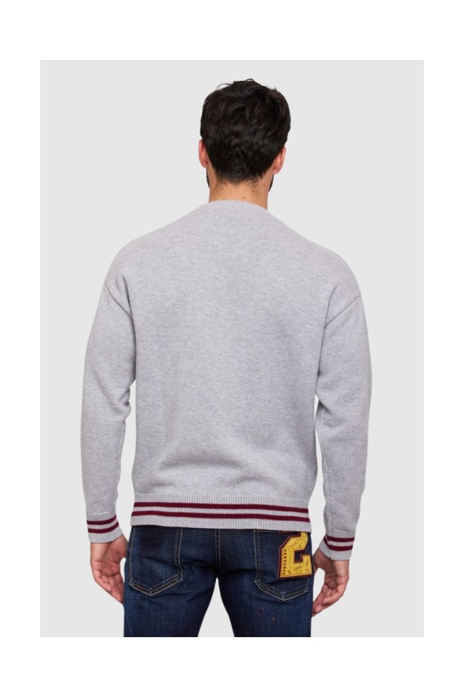 DSQUARED2 Grey men's sweater with navy blue logo