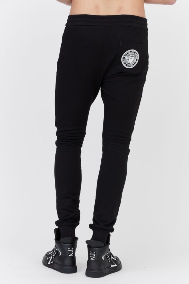 BALMAIN Black men's sweatpants with velvet logo