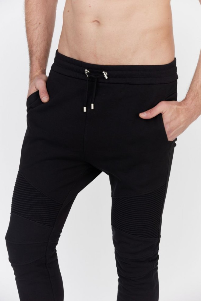 BALMAIN Black men's sweatpants with velvet logo