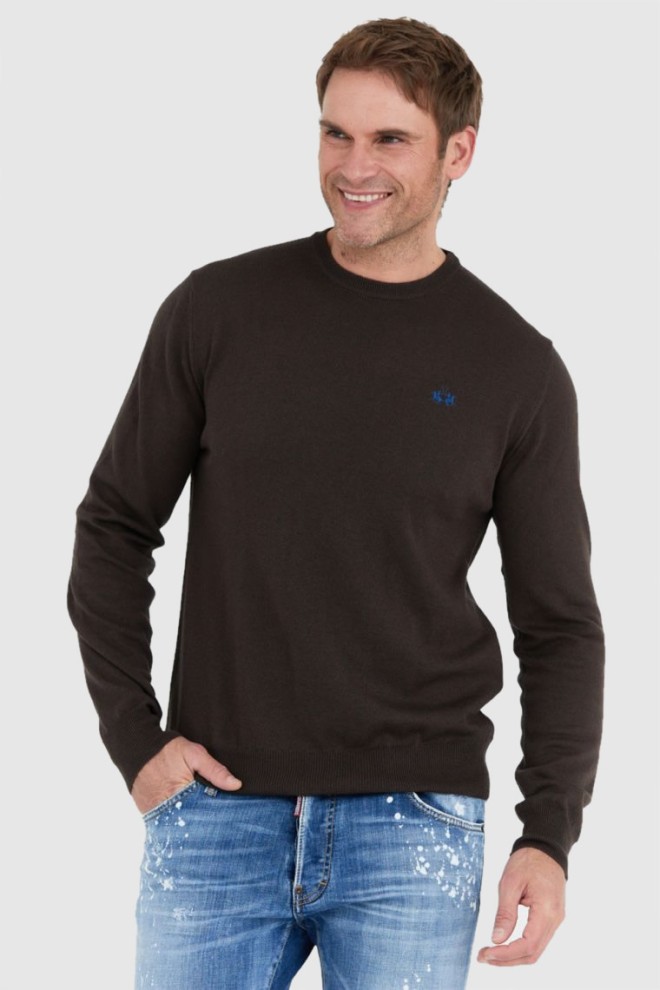 LA MARTINA Brown men's wool sweater