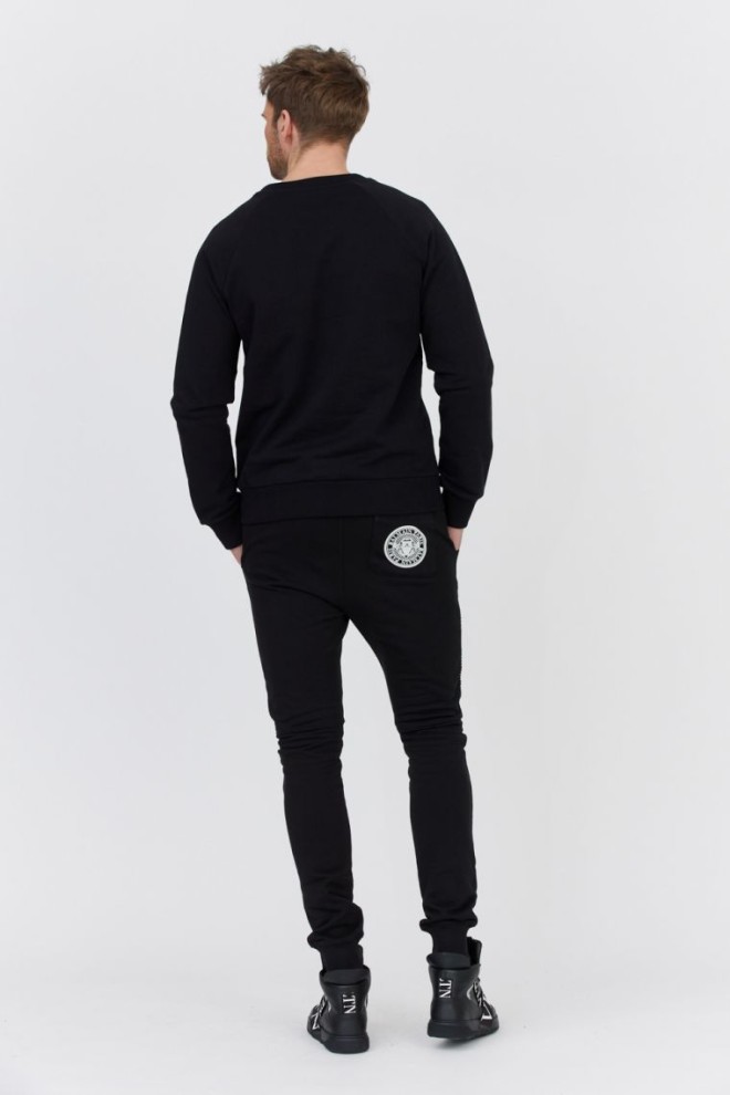 BALMAIN Black men's sweatpants with velvet logo