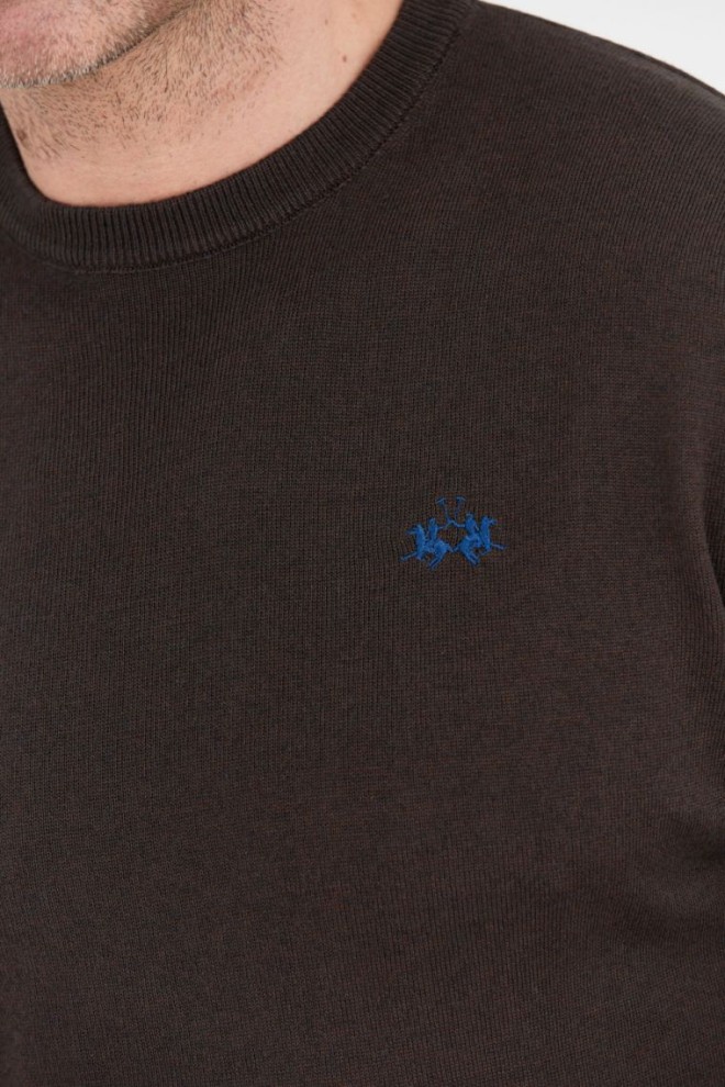 LA MARTINA Pulover din lână maro pentru bărbați