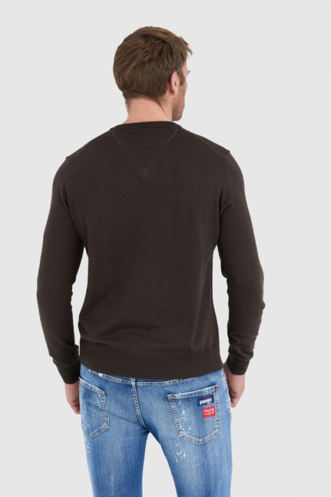 LA MARTINA Men's Brown Wool V-neck Sweater