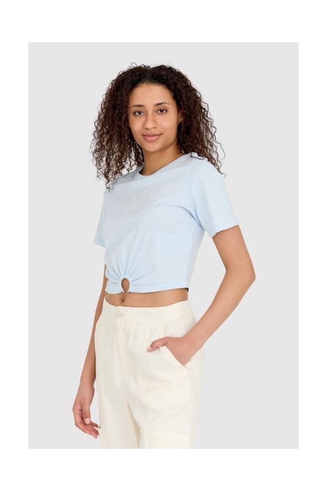 GUESS Tricou piercing cu croială pentru femei, albastru