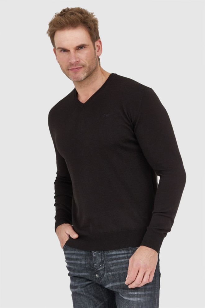 LA MARTINA Men's black wool v-neck sweater