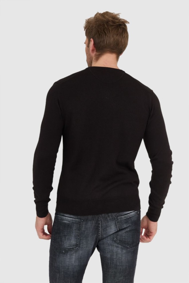 LA MARTINA Men's black wool v-neck sweater