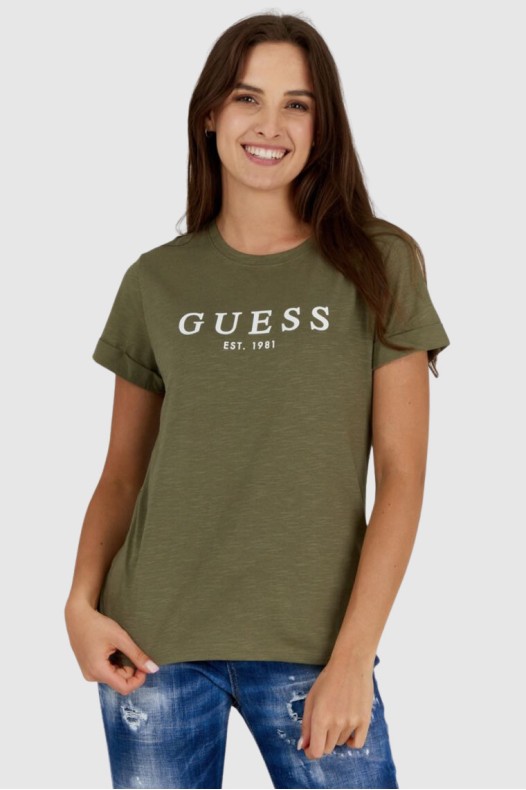 GUESS Oliwkowy t-shirt...