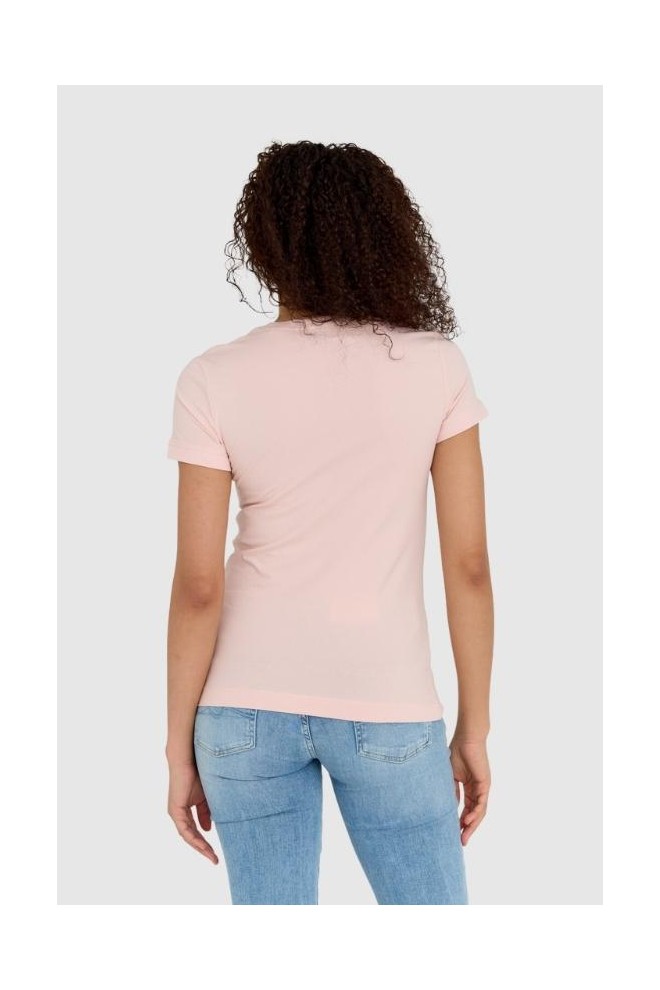 GUESS Pink women's slim fit t-shirt with small logo