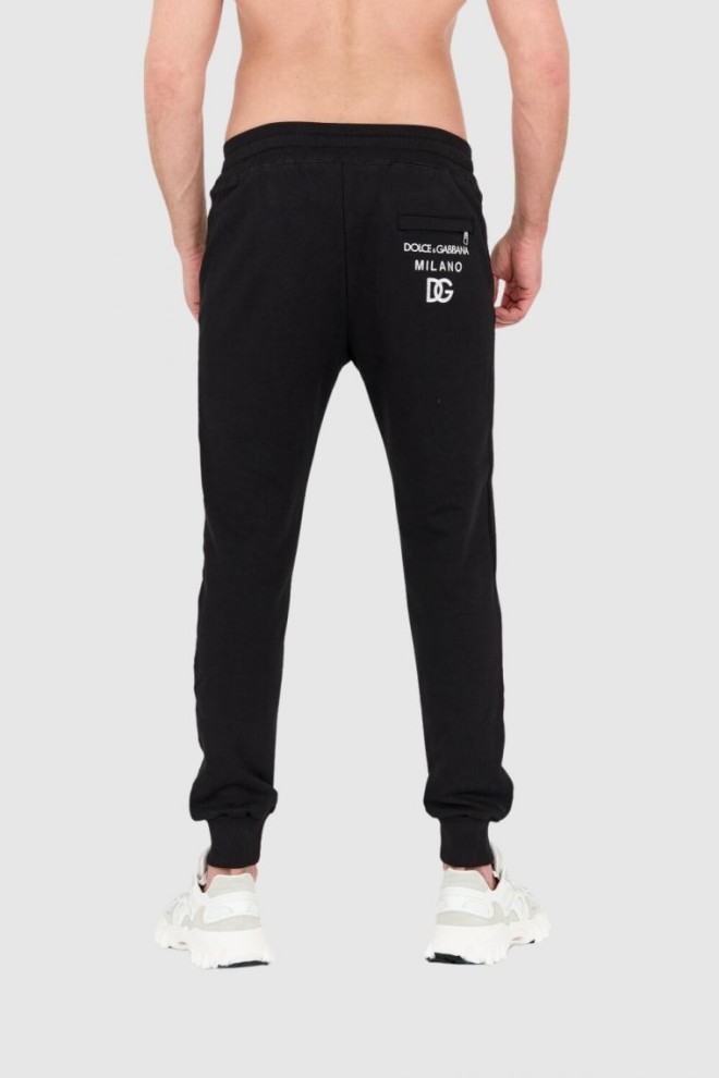 DOLCE & GABBANA Black sweatpants with embroidered logo