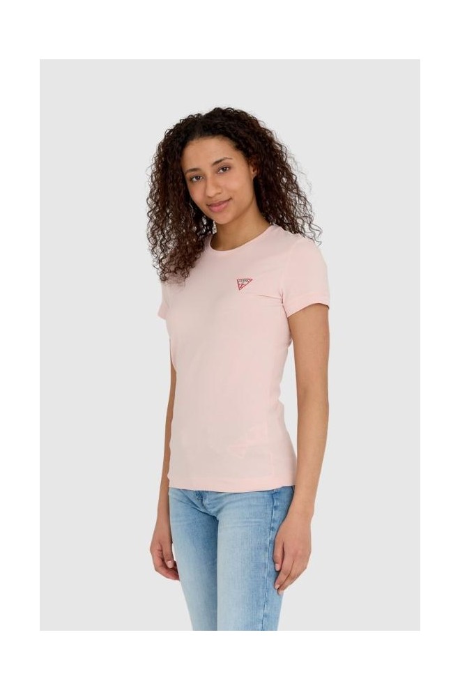 GUESS Pink women's slim fit t-shirt with small logo