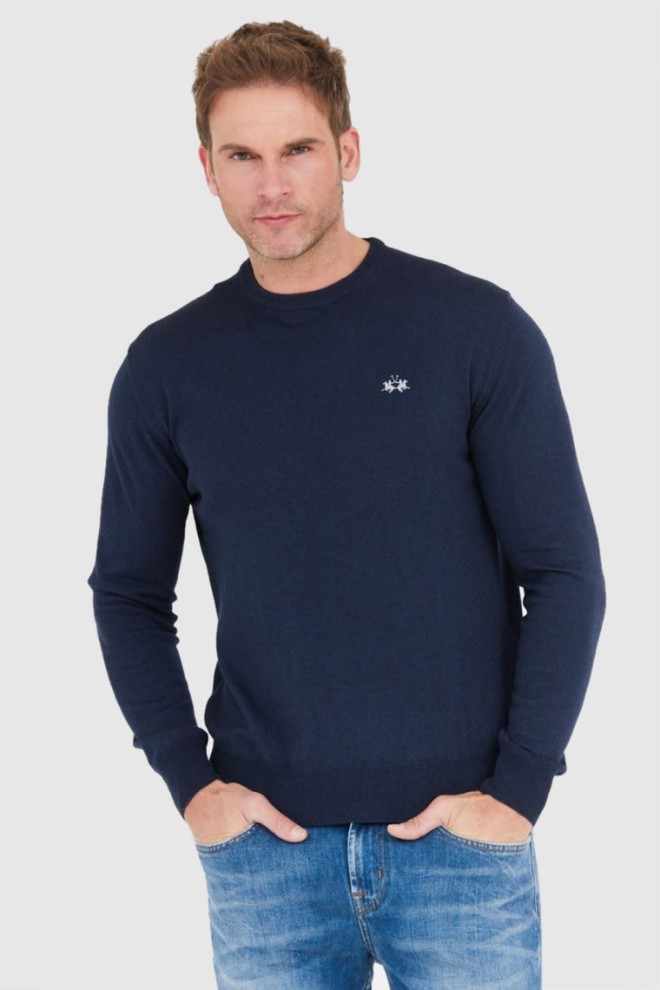 LA MARTINA Men's navy blue wool sweater