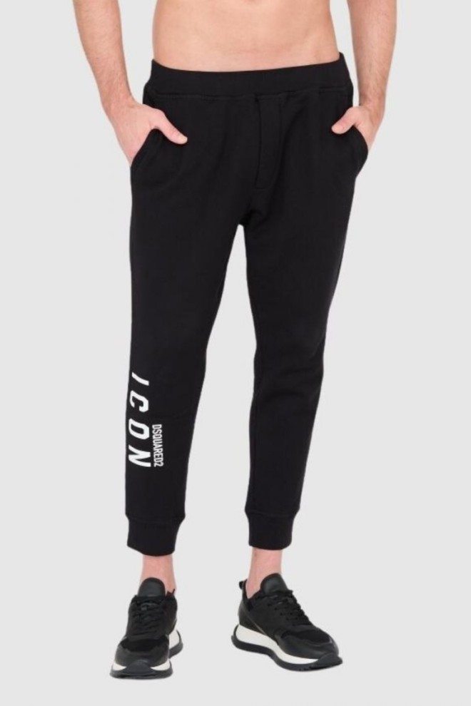 DSQUARED2 Black men's long sweatpants with white icon logo