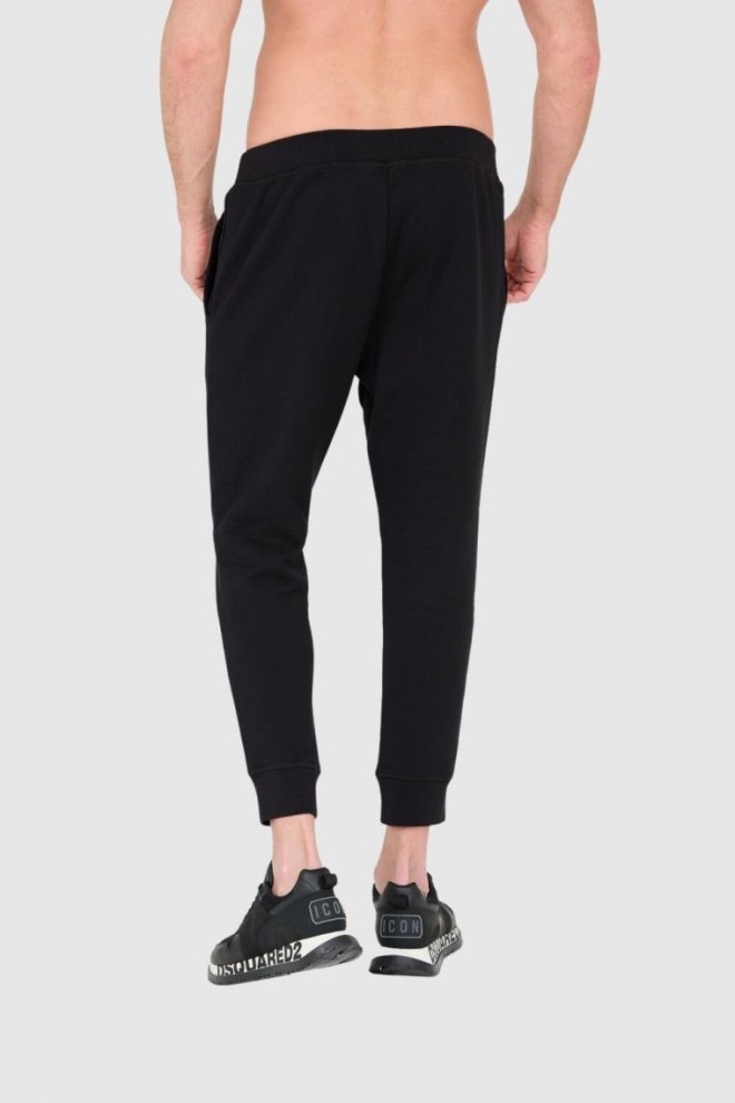 DSQUARED2 Black men's long sweatpants with white icon logo