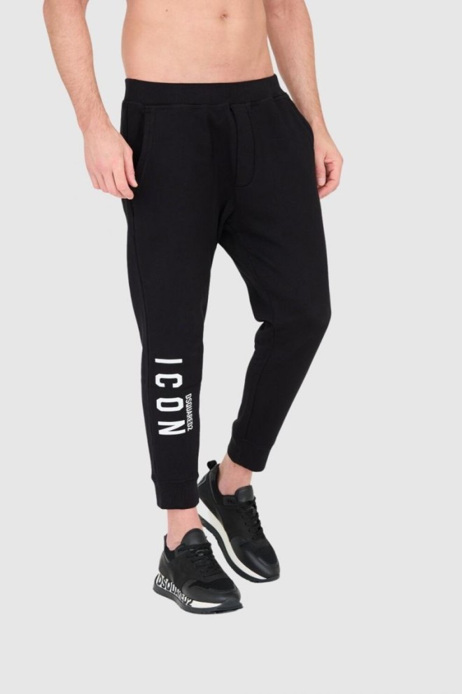 DSQUARED2 Black men's long sweatpants with white icon logo