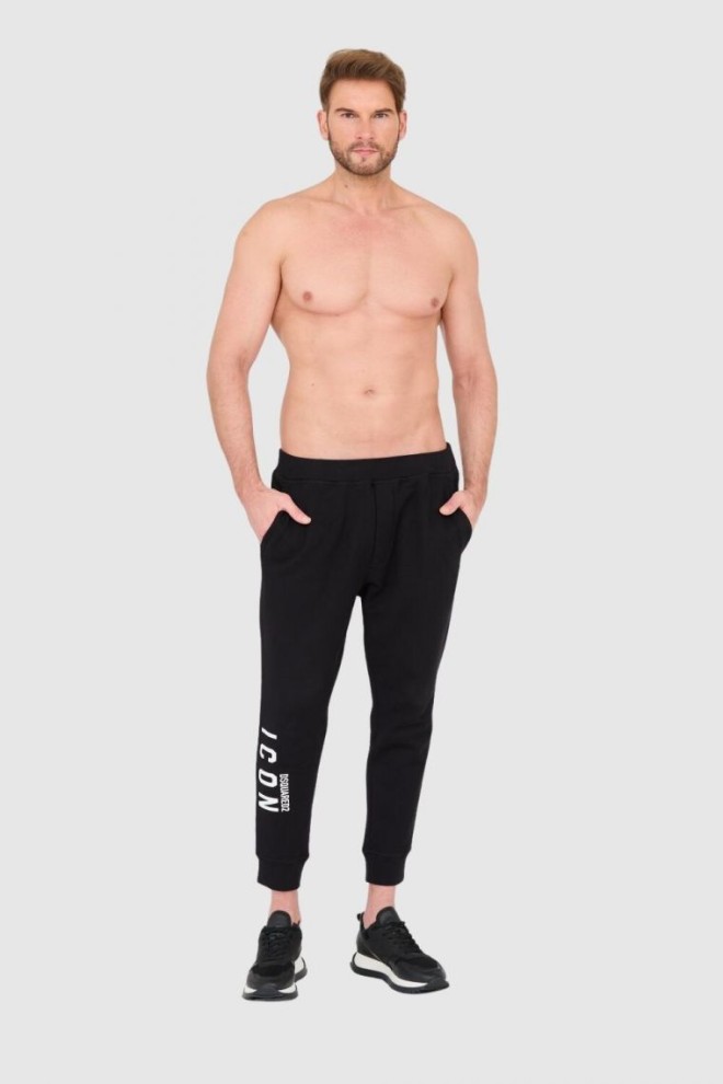 DSQUARED2 Black men's long sweatpants with white icon logo