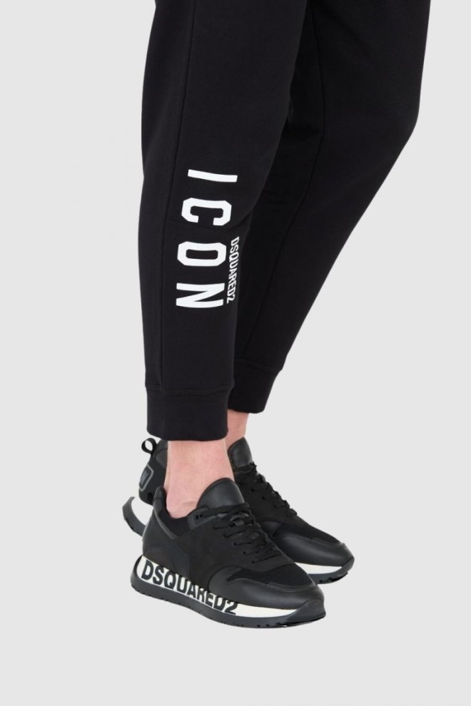 DSQUARED2 Black men's long sweatpants with white icon logo