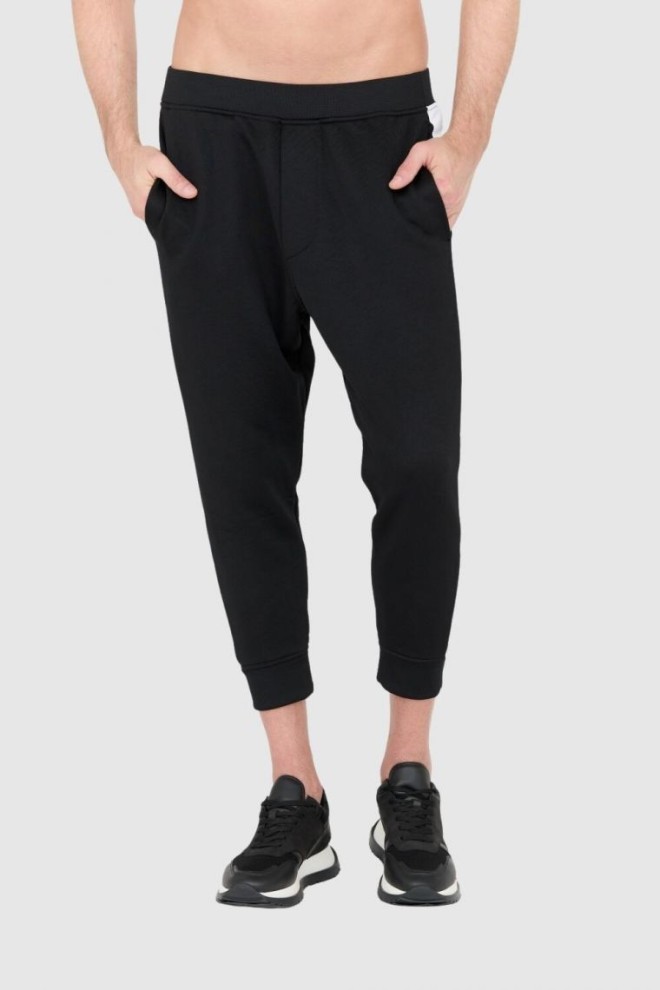 DSQUARED2 Pantaloni de trening bărbătesc negri cu bordură albă