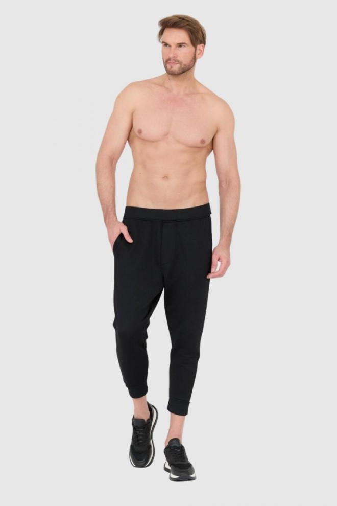 DSQUARED2 Pantaloni de trening bărbătesc negri cu bordură albă