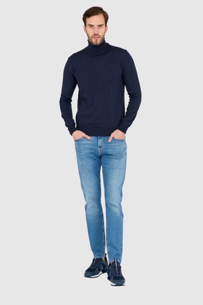 LA MARTINA Pulover cu guler înalt albastru marin pentru bărbați