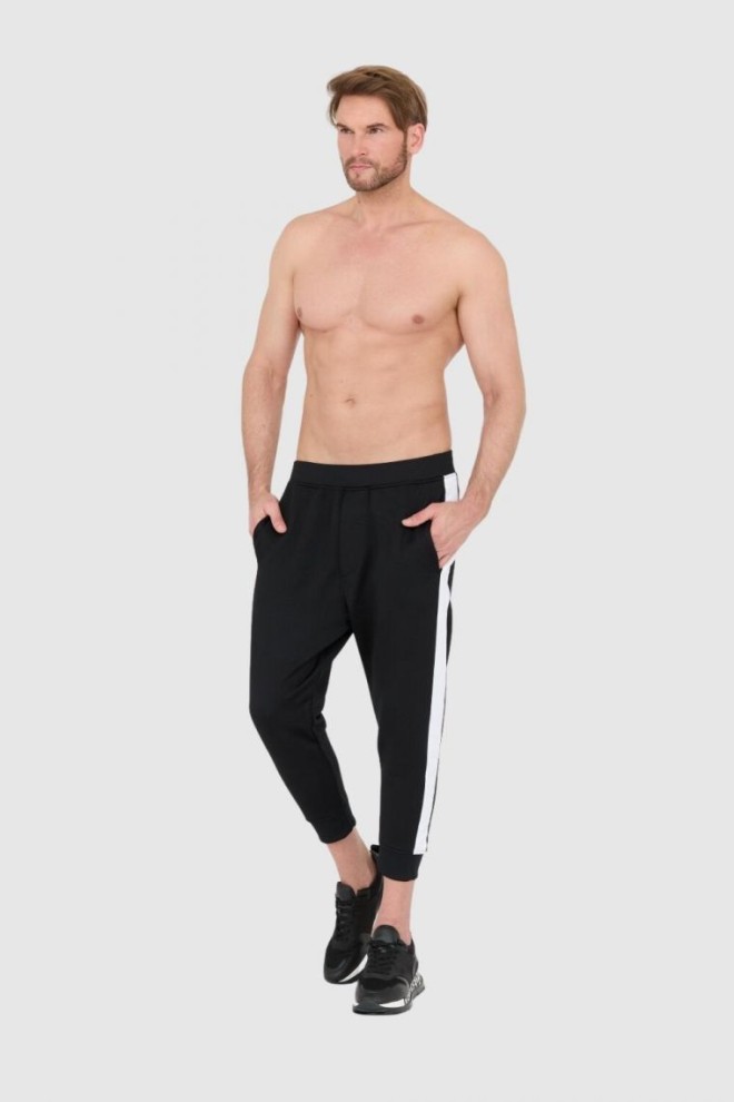 DSQUARED2 Pantaloni de trening bărbătesc negri cu bordură albă
