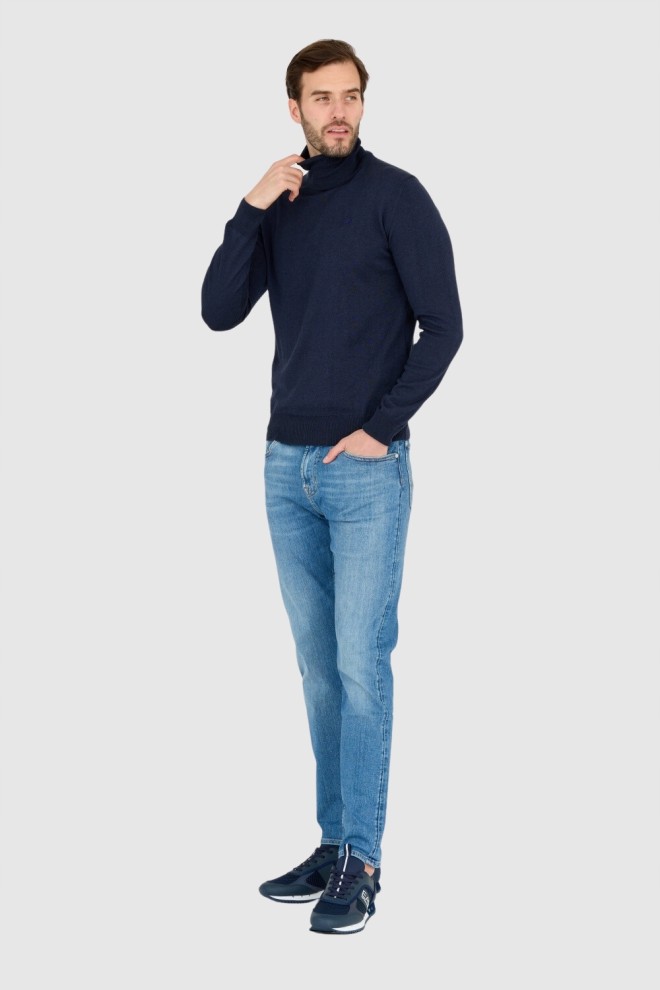 LA MARTINA Pulover cu guler înalt albastru marin pentru bărbați
