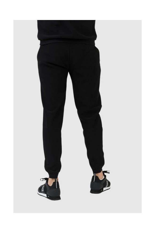 EA7 Black sweatpants with velvet logo