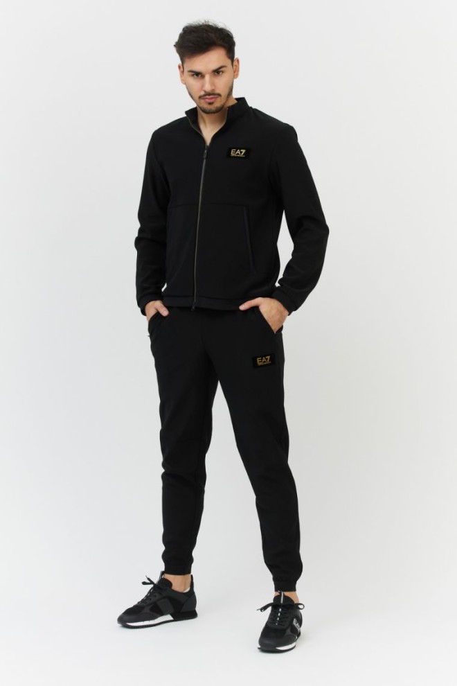 EA7 Black sweatpants with velvet logo