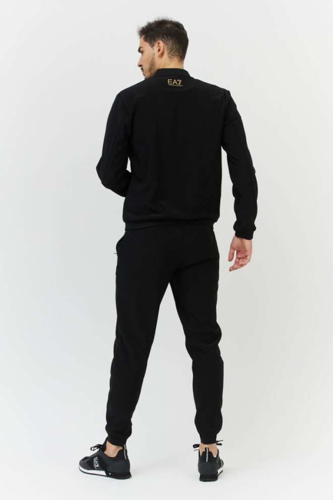 EA7 Black sweatpants with velvet logo