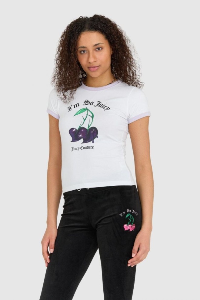 JUICY COUTURE Tricou alb de cireșe, subțire, pentru femei