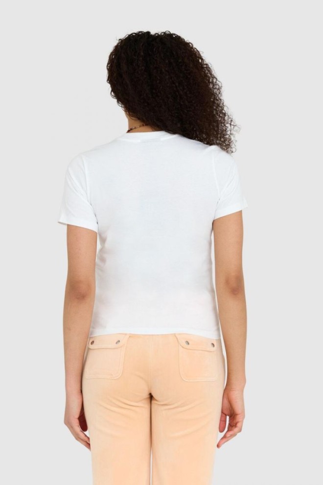 JUICY COUTURE Tricou alb pentru femei cu logo cu diamante